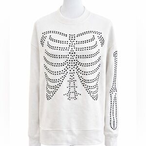 NWT Jane + Delancey Studded Skeleton Halloween Sweatshirt Graphic Pullover Small
